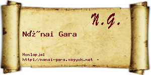 Nánai Gara névjegykártya